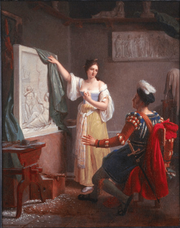 Louis Ducis- Properzia de Rossi
          finishing her last bas-relief (1822, Mus�e de l'�v�ch�
          de Limoges)